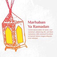 Ramadan Mubarak Illustration With Lantern Concept. Hand Drawn Sketch Style vector