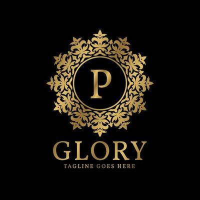 letter P glory crest luxury circular plants vintage vector logo design