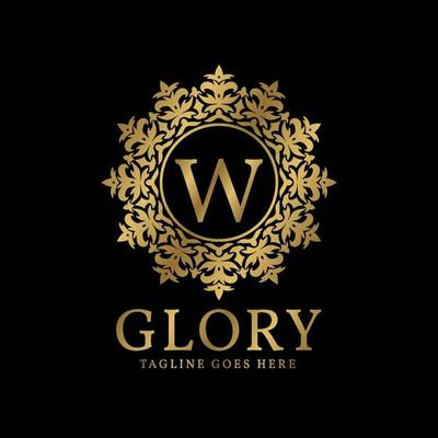 letter W glory crest luxury circular plants vintage vector logo design