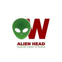 letter W alien head vector logo design