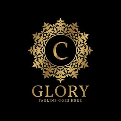 letter C glory crest luxury circular plants vintage vector logo design