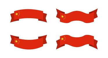 ilustración de una bandera china con un estilo de cinta. conjunto de vectores de bandera china.