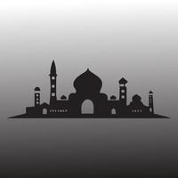 shilluette de mezquita con fondo oscuro vector