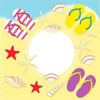 Vacation or vacation at sea, scattered flip flops, seashells, starfish beach, holiday and travel concept vector