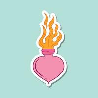 hand drawn heart fire doodle illustration for stickers etc vector