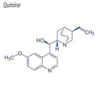 Vector Skeletal formula of Quinine. Drug chemical molecule.