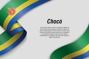 Waving ribbon or banner with flag Department of Colombia vector