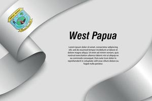 Waving ribbon or banner with flag Province of Indonesia vector
