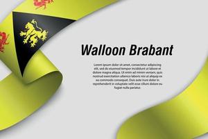 Waving ribbon or banner with flag Province of Belgium vector