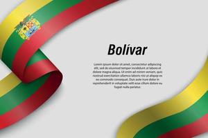 Waving ribbon or banner with flag Department of Colombia vector