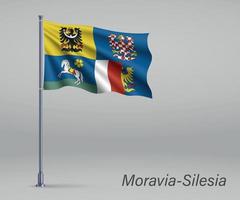 Waving flag of Moravia-Silesia - region of Czech Republic vector