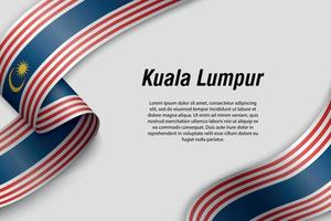 Waving ribbon or banner with flag State of Malaysia vector