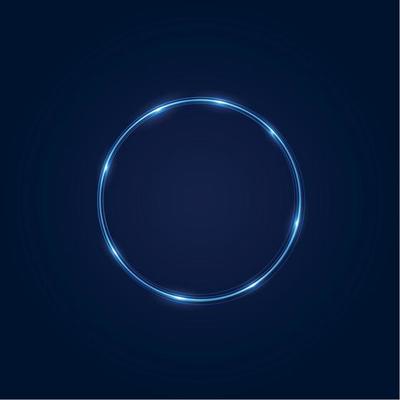 Circle frame with vector light effect. Golden comet with glowing