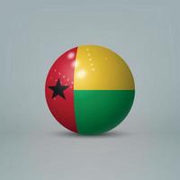 Bola o esfera de plástico brillante realista 3d con bandera de guinea-b vector