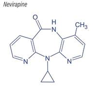 fórmula esquelética vectorial de nevirapina. molécula química del fármaco. vector