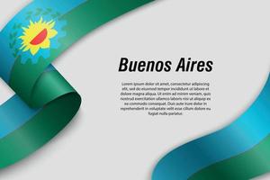 Waving ribbon or banner with flag  Province of Argentina. vector