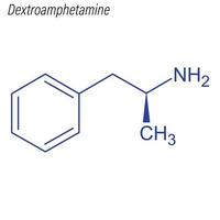 fórmula esquelética vectorial de dextroanfetamina. vector