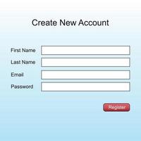 Registr form page blanc interface template for website vector