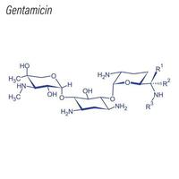 fórmula esquelética vectorial de gentamicina. vector