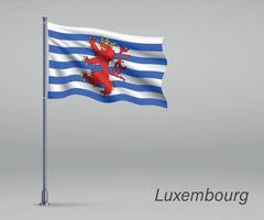 Waving flag of Luxembourg - province of Belgium on flagpole. vector