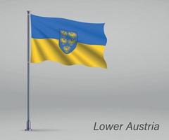 Waving flag of Lower Austria - state of Austria on flagpole. vector