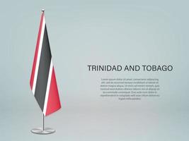 Trinidad and Tobago hanging flag on stand. vector