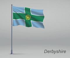 ondeando la bandera de derbyshire - condado de inglaterra en el asta de la bandera. vector