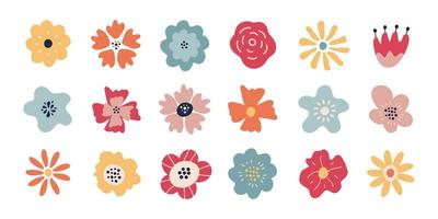 Vector abstract set of simple hand drawn flower petals isolated on white background. Trendy bright elegance design for posters, instagram posts, stickers.