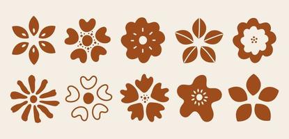 conjunto abstracto vectorial de pétalos de flores simples dibujados a mano aislados sobre fondo pastel. diseño de moda para logotipo, impresión, afiche, medios sociales vector
