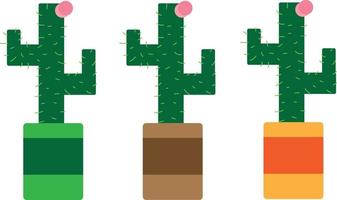 cactus con jarrón de colores vector