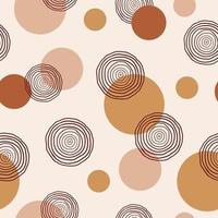 Modern abstract seamless pattern with geometric circles and circles of lines on pastel background. Trendy vector design for paper, cover, fabric, textile, wallpaper, interior decor.