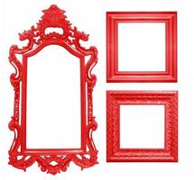 Set of red vintage frame isolated on white background photo