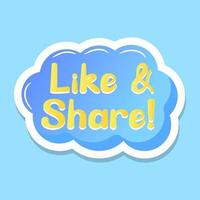 A like and share flat sticker vector