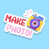 Make photo, flat sticker in editable trendy design vector