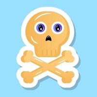 Crossbones flat sticker style, danger symbol in editable style vector