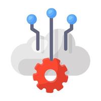 Trendy flat design of cloud setting icon vector