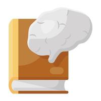 A flat design of book with brain, neuroscience icon vector