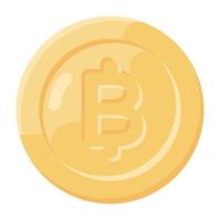 Bitcoin icon in flat design, digital currency vector