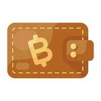 Icon of bitcoin wallet, flat vector style of bitcoin money storage