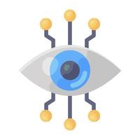 un diseño de vector plano de ojo mecánico, ojo cibernético