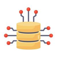 Database rack with nodes showing database network icon vector