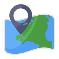 Location pointer on folded paper, map icon vector