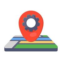 Location pointer on folded paper, map icon vector