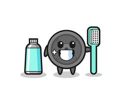 Mascot Illustration of barbell plate with a toothbrush vector