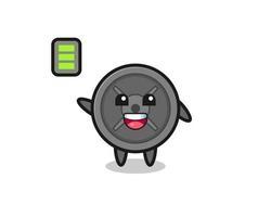 barbell plate mascot character with energetic gesture vector