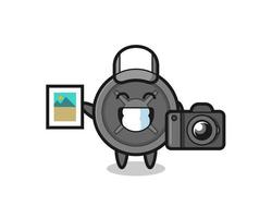 Character Illustration of barbell plate as a photographer vector