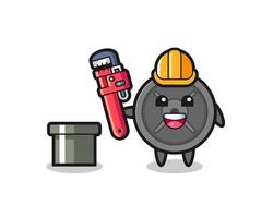 Character Illustration of barbell plate as a plumber vector