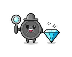 Illustration of barbell plate character with a diamond vector