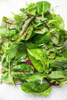 green leaves salad mix microgreen snack on the table photo