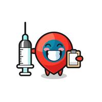 Mascot Illustration of location symbol as a doctor vector